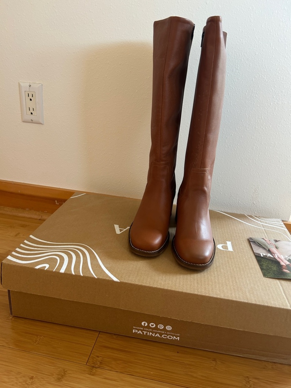 Portland Leather Patina Women's Tall Knee-High Leather Block Heel Oslo Boots - Picture 3 of 12